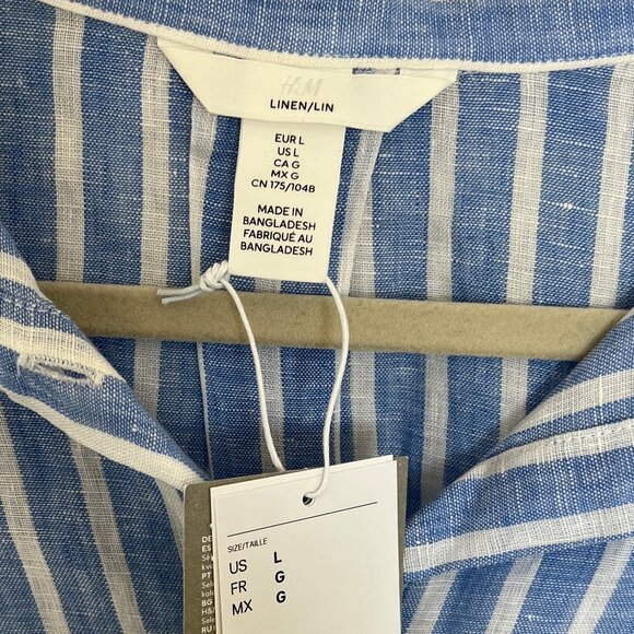 H&M Blue Stripe Linen-Blend Shirt - Picture 3 of 3